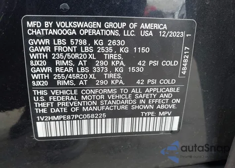 2023 Volkswagen Id.4 Pro S Plus из США, поврежденный, VIN 1V2HMPE87PC058225